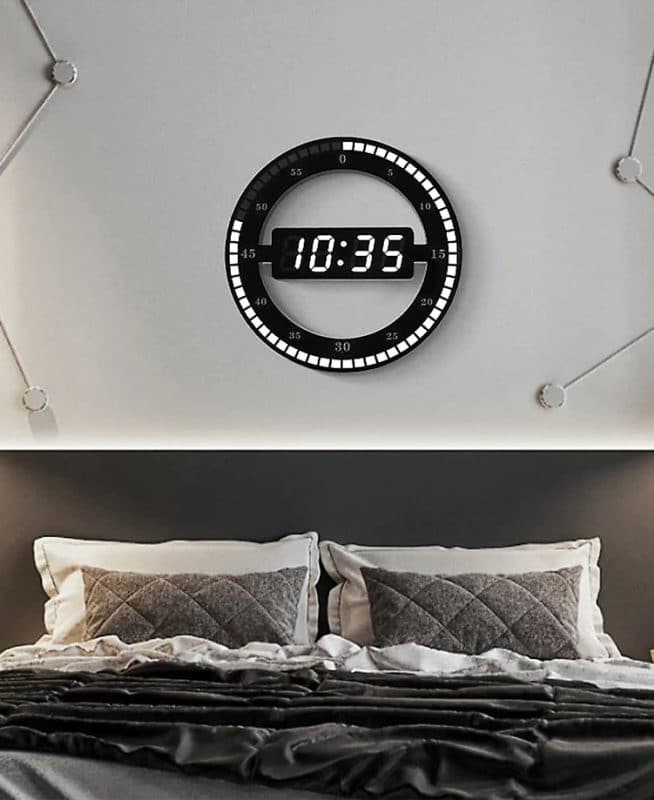 Horloge murale digitale silencieuse pour chambre