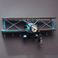 Horloge murale avion vintage bleu