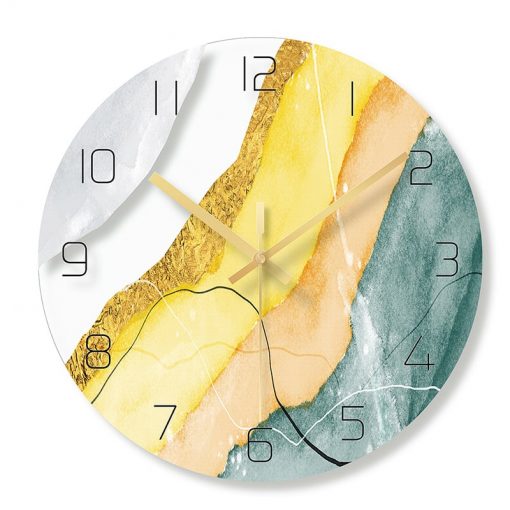 Horloge murale style scandinave blanc jaune et bleu